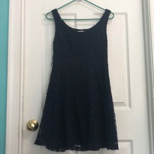 Navy blue dress with pattern